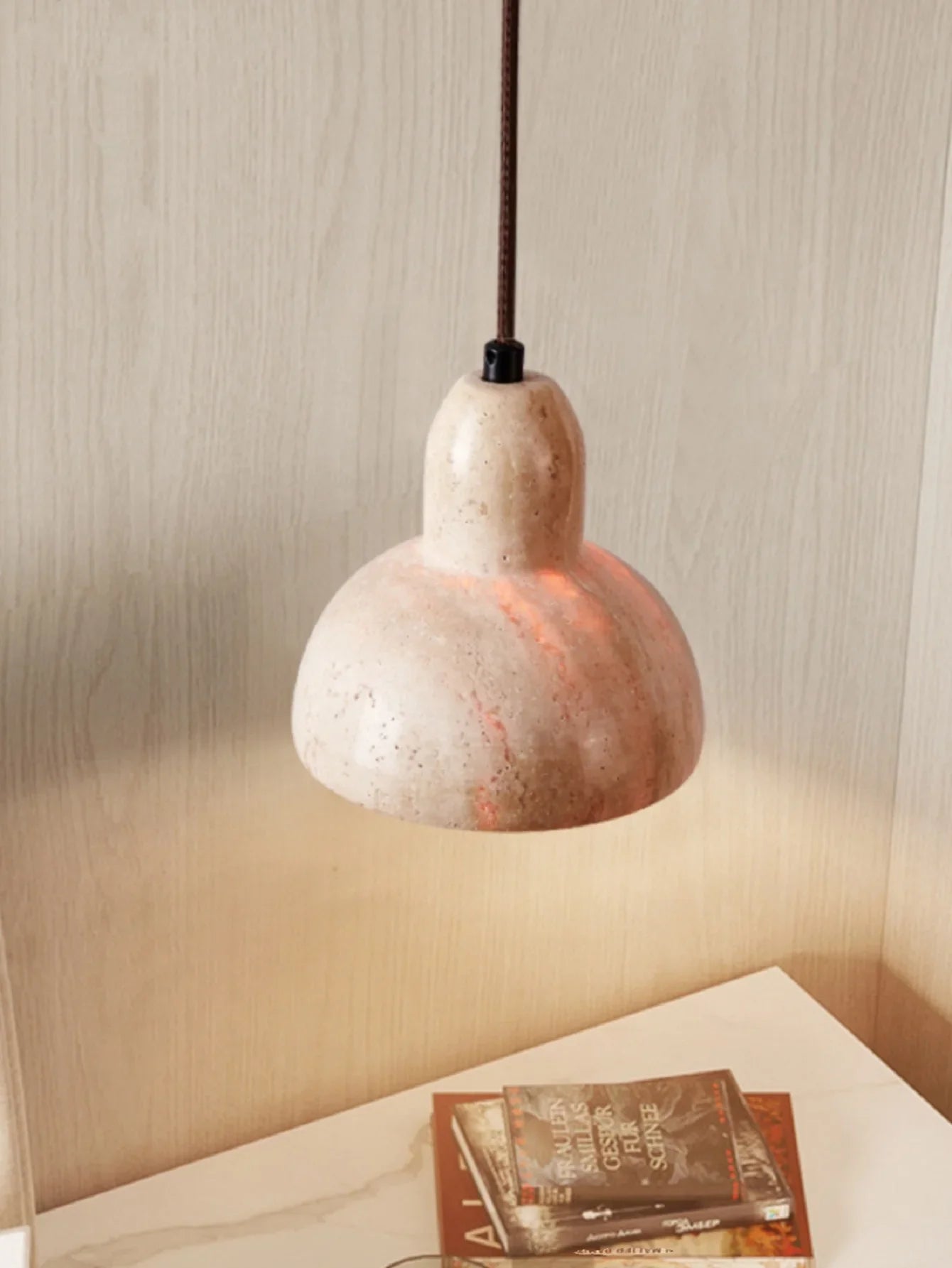 Yellow cave stone wabi-Sabi wind bedroom bedside chandelier Creative cream style homestayretro medieval restaurant small chandel