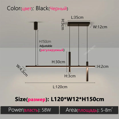 New restaurant chandelier modern simple dining room table bar lights long strip spotlight creative designer pendant lamps