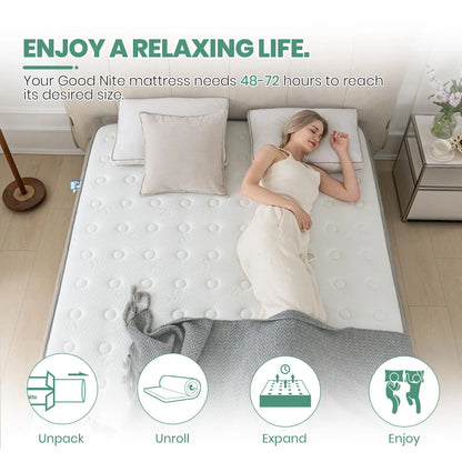 Good Nite 8 Inch Hybrid Double Mattress, Memory Foam, Pocket Sprung, Medium Firm, 7-Zone Orthopaedic Support, Comfort Design