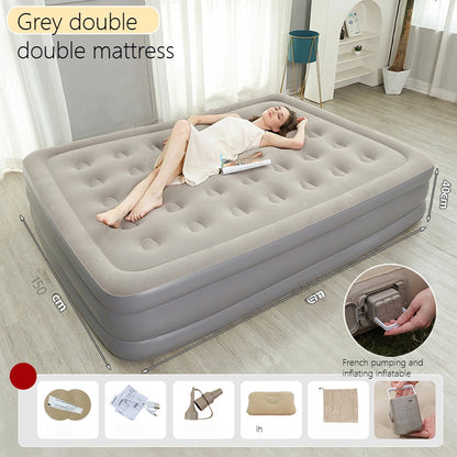 Camping Air bed with Backrest 2 Persons Inflatable Mattress Camping Folding Home Indoor Outdoor Air Cushion 48cm High Bed