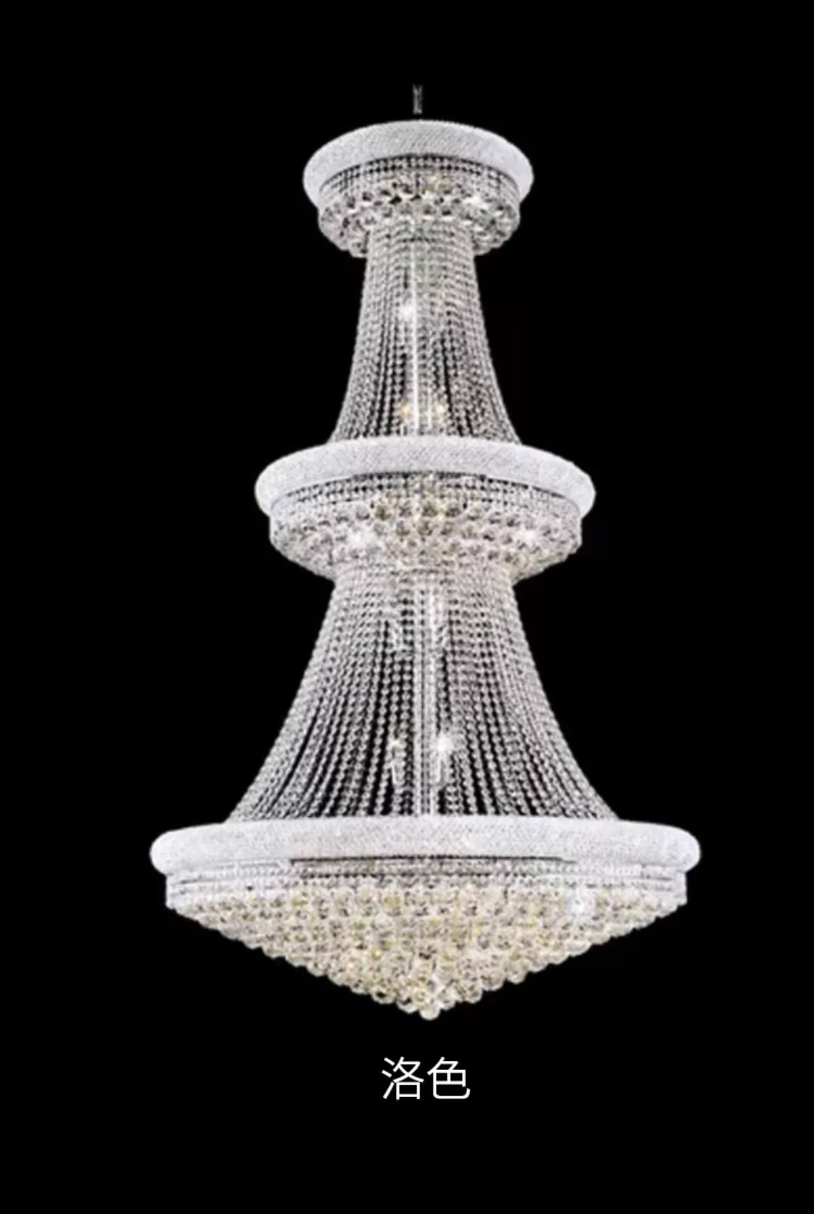 Luxury Living Room Crystal Chandelier Staircase European-Style Large Chrome Chandelier Hotel Lobby Villa High Ceiling Lighting