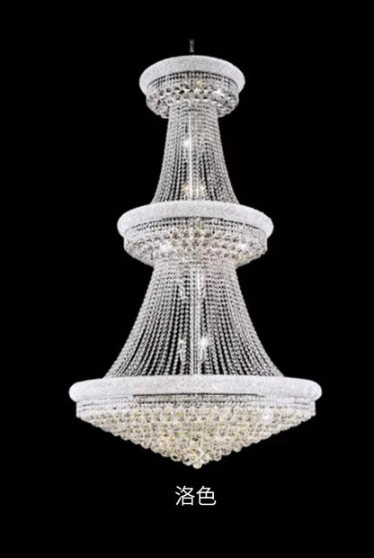 Luxury Living Room Crystal Chandelier Staircase European-Style Large Chrome Chandelier Hotel Lobby Villa High Ceiling Lighting