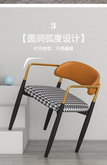 Nordic Light Luxury Dining Chair Creative Design Iron Art Leisure Chair Home Backrest Seatting Negotiation Chair Makeup Stool