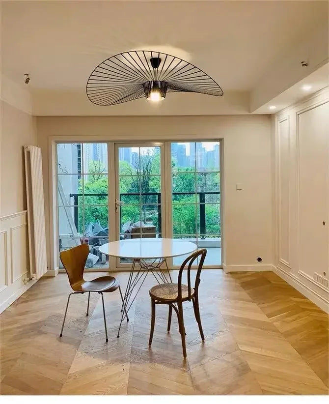 Nordic Vertigo Straw Hat Pendant Lights French Fabric for Restaurant Artistic and Creative Living Room Bedroom Hoom Decor Lamp