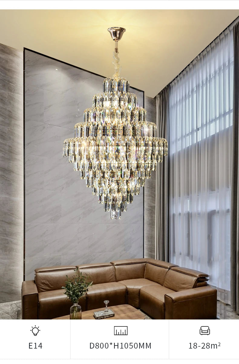 Designer LED Light Luxury Villa Main Hall Crystal Chandelier Luxury Hotel Restaurant Sales Office Custom Lights Pendant lights