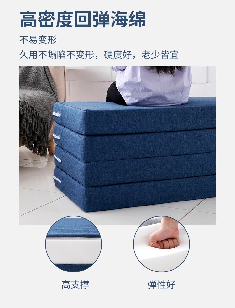 Compact Memory Foam Folding Mattress Office Nap Bed Compact Tatami Yoga Mat Foldable Sponge Mattress Portable Single Bed for Eas