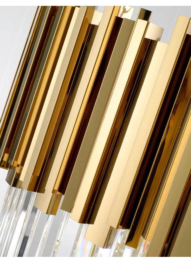 Light luxury golden luxury chandelier interior lighting hotel living room ceiling Led glossy lighting fixture crystal chandelier