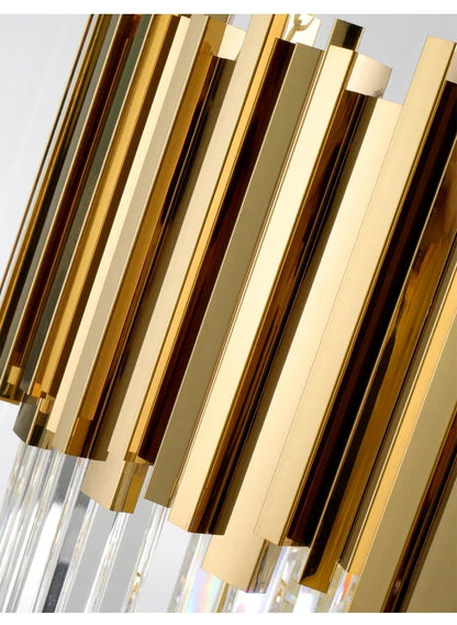 Light luxury golden luxury chandelier interior lighting hotel living room ceiling Led glossy lighting fixture crystal chandelier