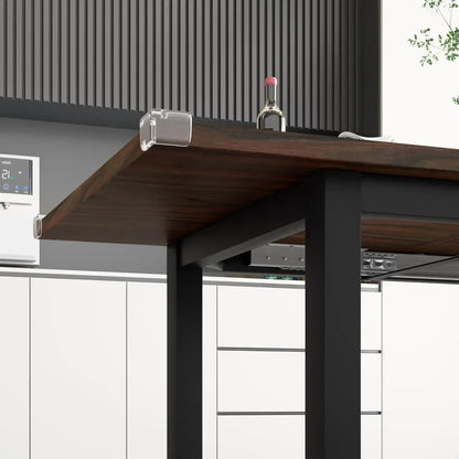 Dining Table Set for 4-8 People, Extendable Kitchen Table Set with 2 Benches and 2 Square Stools