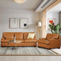 Genuine Leather Sofa - Luxurious Comfort, Goose Feather Cushion Filling, Square Arm Design, Sturdy Block Legs, Living Room Sofas