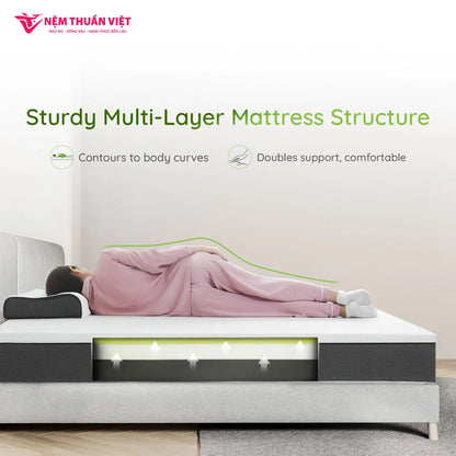 King Size Skin-Friendly Eco Friendly Massage Hybrid Natural Latex With Memory Foam Mattress Elastic Hotels Factory in VietNam