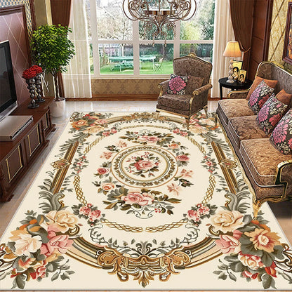 Retro Floral Large Size Carpets Living Room European Decoration Non-slip Sofa Area Rugs for Bedroom Cloakroom Floor Mat Washable