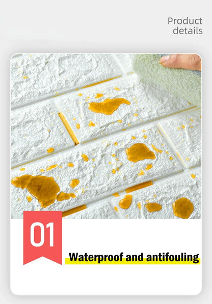 70cmx1/5/10m 3D Foam Self-Adhesive Wallpaper Waterproof Brick Wall Stickers Living Room Bedroom Wall Stickers Home Decoration