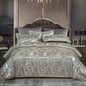 Floral Jacquard Satin Duvet Cover Set Queen 3 Piece Luxury Silk Like Bedding Comforter Covers with Zipper Closure & Corner Ties