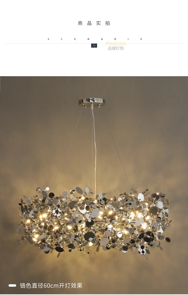 New Stainless Steel Chandelier Post -modern Shallow Luxury Living Room Restaurant Chandelier Gold/chromium Plating Chandelier