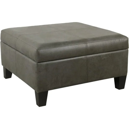 Home Decor Luxury Large Faux Leather Square Storage Ottoman | Ottoman With Storage for Living Room & Bedroom Rattan Chair Stool