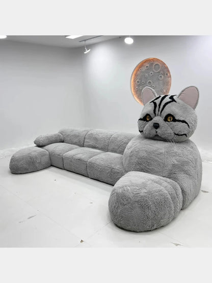 Cat-shaped cartoon animal sofa living room creative size apartment fabric plush sofa