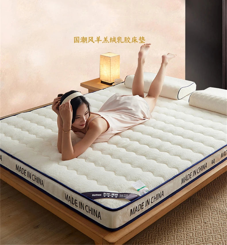 Latex mattress lamb fleece household 1.8/2.0m fashion tatami thickened student dormitory single double cushion warm mat