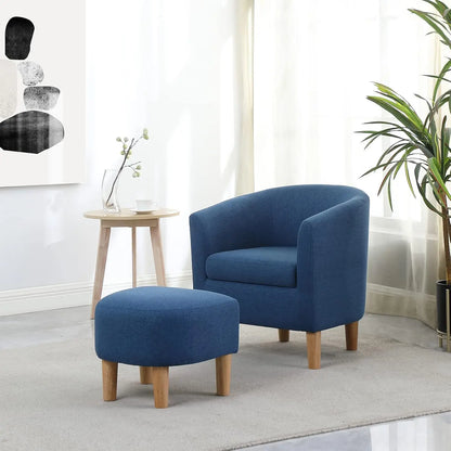 Accent Chair, Sherpa Chair White Fluffy Chair Teddy Barrel Chair with Ottoman Comfy ArmChair Footrest Set