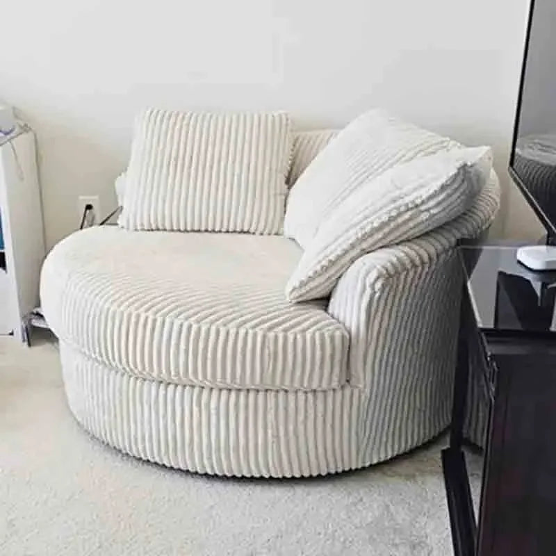 Leisure Comfy Single Sofa Chair Soft Upholstered Movable Swivel Accent Chair for Living Room Bedroom Armchair with Wheels