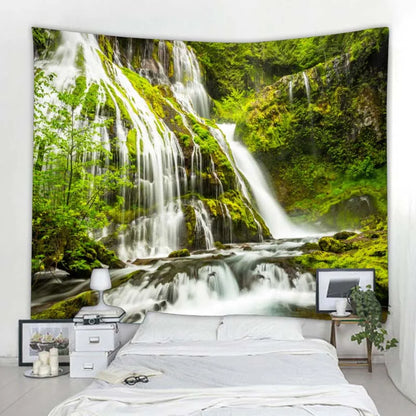 Green jungle tapestry beautiful natural forest large wall hanging hippie bohemian mandala wall art home decoration 8 sizes