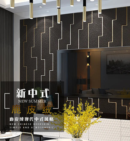 Dark Velvet Wallpaper Coffee Color 3D Thickened TV Background Wall Living Room Non-woven Non-self-adhesive Simple Wall Sticker