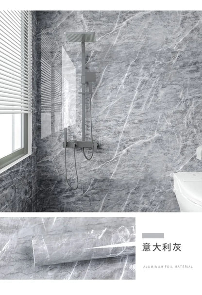 Foil Marble Self Adhesive Waterproof Wallpaper for Bathroom Wall Deocr Kitchen Oil Peoof High Temperature Resistance Stickers