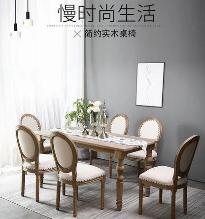 Retro Rattan Dining Chair Solid Wood French Chair Mobile Cafe Floor Modern American Country Leisure Chairs Home Furnitures