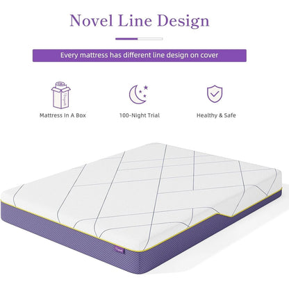 Vesgantti Gel Memory Foam Mattress with CertiPUR-US Certified for Pressure Relief & Cooling Comfort-Medium Soft Lavander Purple