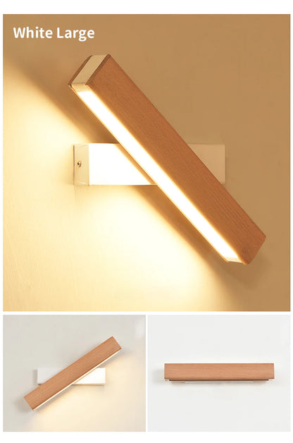 New Rotatable Wall Lamp Nordic Solid Wood LED Wall Light Simple Bedside Study Reading Adjustable Lighting Home Decor Lamps
