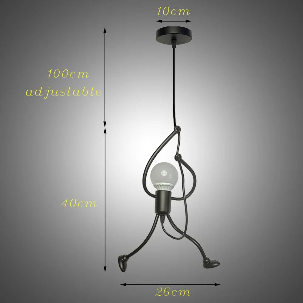 Pendant Lights Nordic Little Iron Man Hanging Lamp Retro Loft Lighting for Children's Room Kitchen Restaurant Coffee Bar Home