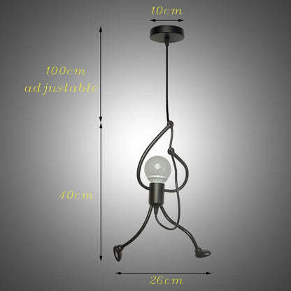 Pendant Lights Nordic Little Iron Man Hanging Lamp Retro Loft Lighting for Children's Room Kitchen Restaurant Coffee Bar Home