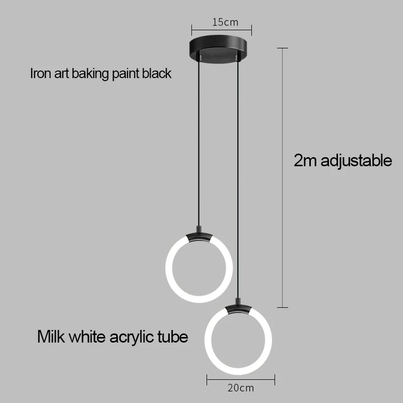 Nordic bedside circular small chandelier, modern and minimalist restaurant chandelier, fashionable bar and study light