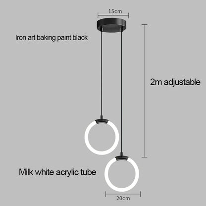 Nordic bedside circular small chandelier, modern and minimalist restaurant chandelier, fashionable bar and study light