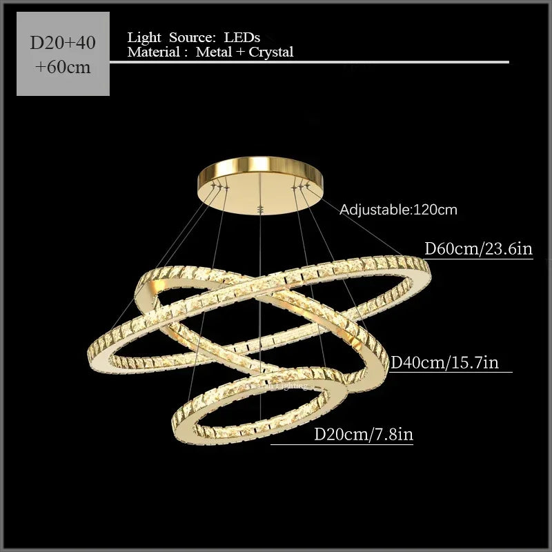 2024 Modern Crystal Ceiling Hanging Chandeliers for Living Dining Table Room Bedroom Lamps Home Decorations Pendant Light Lustre