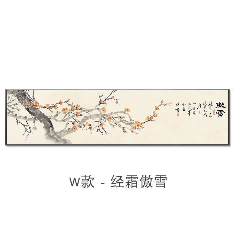 New Chinese Zen Flower and Bird Bedhead Painting Living Room Decoration Painting Sofa Background Wall Mural Painting Home Decor