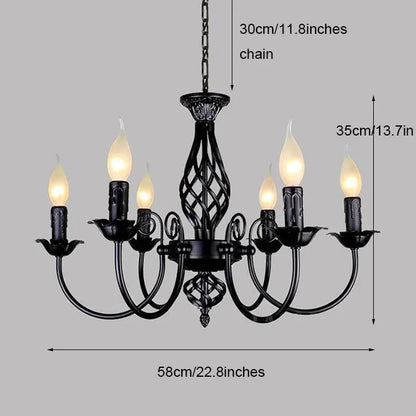 American Simple Living Room Light Modern Dining Room Bedroom Chandelier Black Iron Nordic Style Room Decoration Lighting Chandel