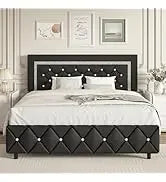 King and Headboard,Boucle Upholstered Platform Bed Frame,Modern Style,Soft Rounded Corners,No Box Spring Required,Easy