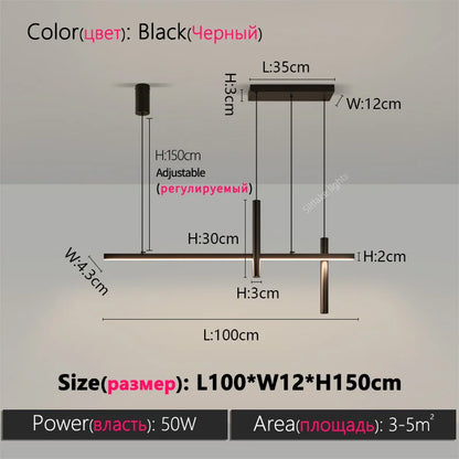 New restaurant chandelier modern simple dining room table bar lights long strip spotlight creative designer pendant lamps