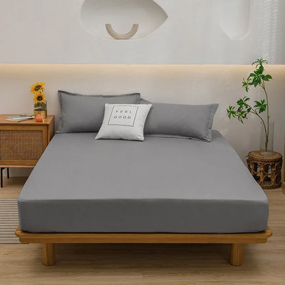 Solid Color Fitted Sheet with 2 Pillowcase Hotel Luxury Deep Pocket Sheet Soft Microfiber Breathable & Comfy Bed Sheet Set, Twin