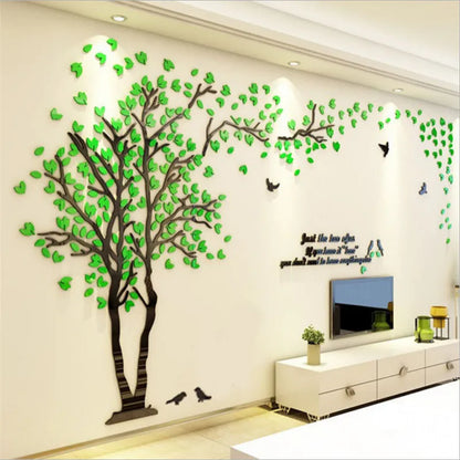 3D Mirror Tree Wall Sticker, Living Room Decals, DIY Acrylic Art, TV Background Wall Poster, Home Decoration, Bedroom Wallpaper