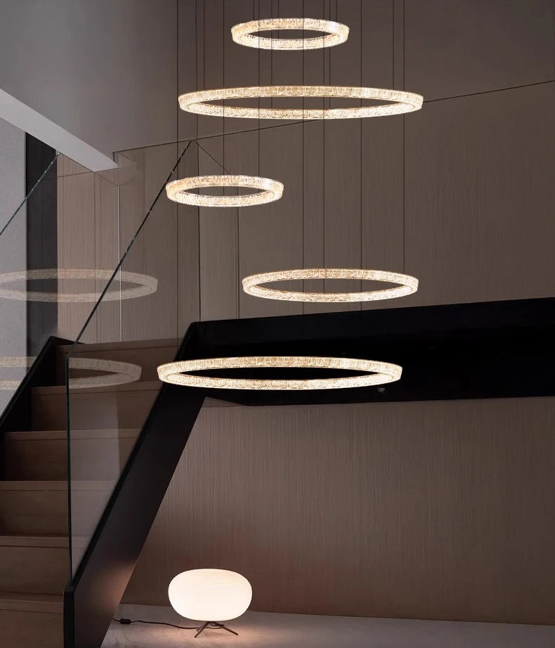 Modern ring stairs led lights pendant light lamps for living room led Chandeliers for dining room hanging light indoor lighting