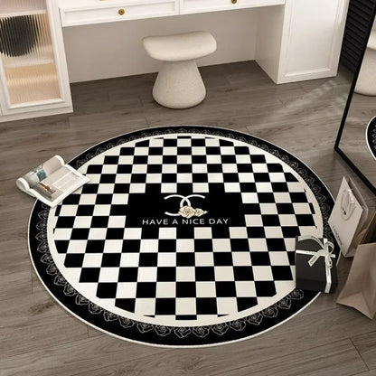 VIKAMA Light Luxury Carpet Round Game Living Room Computer Bedroom Chair Floor Mats Basket Gaming Video Carpet Home Decoration