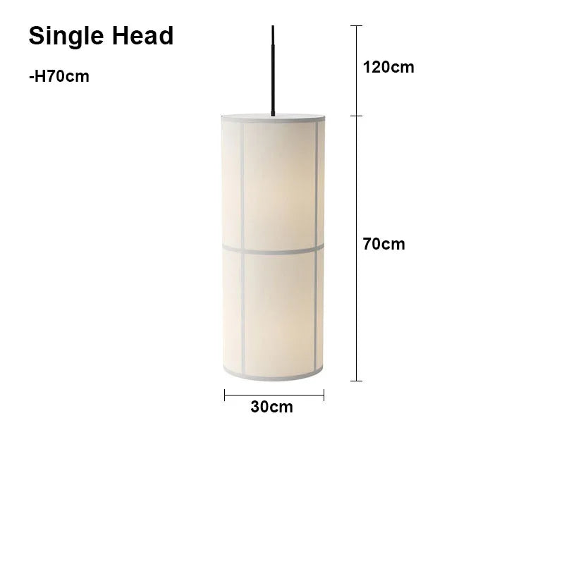 Designer Menu Hashira Cluster Pendant Light Vintage Cloth Lampshade Hanging Lamp Dining Room Minimalist Cylindrical Chandelier