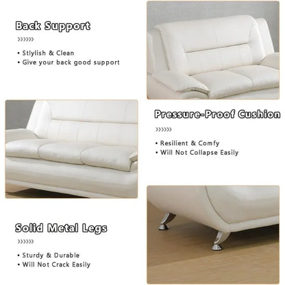 Creamy White Leather Couches for Living Room, Sectional Sofa Living Room Furniture Sets, Sofa and Loveseat Set, Sofa Couch Set
