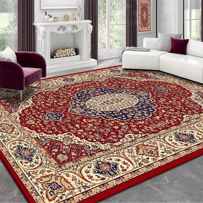 Vintage Persian Red Carpet Living Room High-end Luxury American Hairless Tea Table Rug Bedroom Bed End Anti-slip Large Area Mat