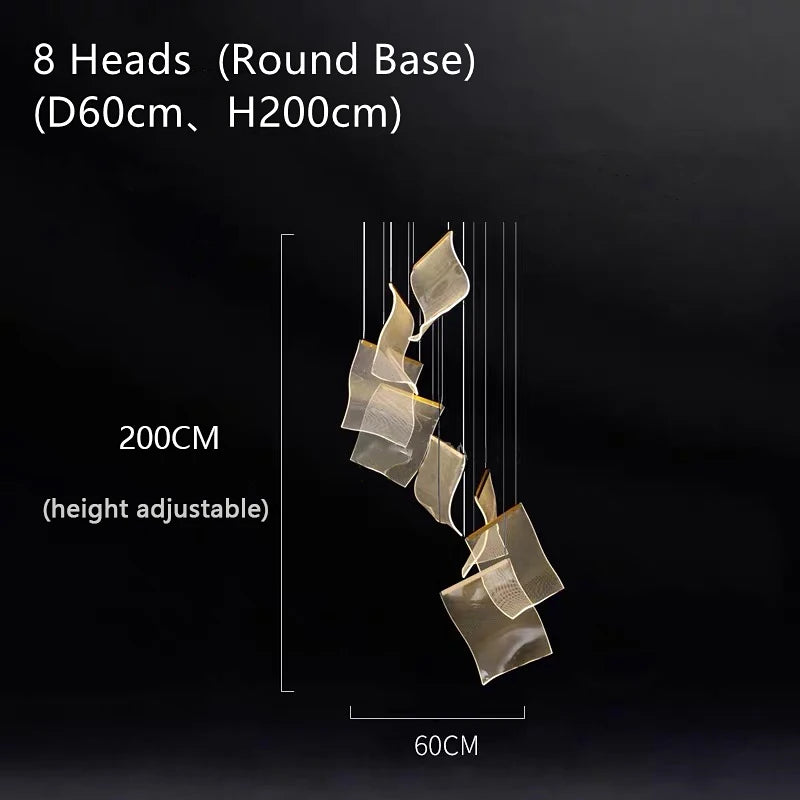 Light Guide LED Modern Chandelier living room decor lighting Duplex Rotating Stairs Pendant Lamp Dining room Hanging Lights