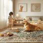 VIKAMA Boho Luxury Floral Loop-Pile Carpet - Chic Bohemian Area Rug for Living Room & Bedroom, Durable Non-Slip Mat Home Decor