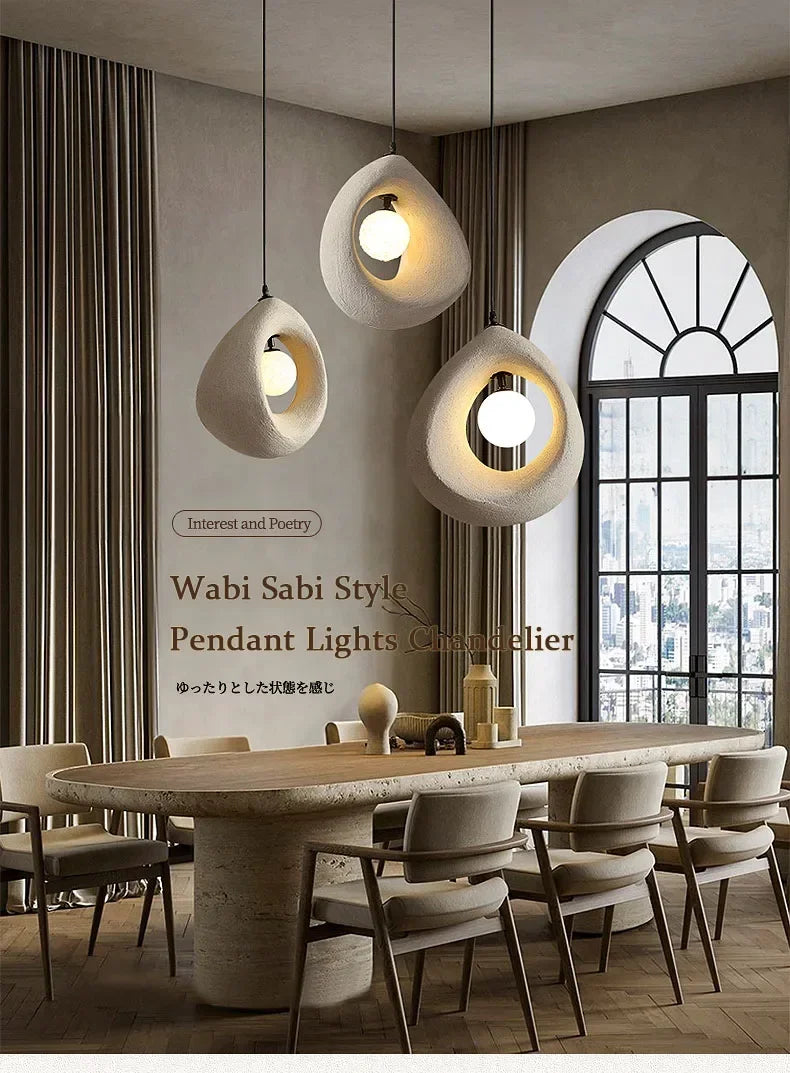 Japanese Wabi Sabi Pendant Lights Minimalist Bedroom Kitchen Island G9 LED Chandeliers Home Decor Living Room Hanging Lamps