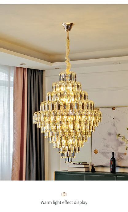 Designer LED Light Luxury Villa Main Hall Crystal Chandelier Luxury Hotel Restaurant Sales Office Custom Lights Pendant lights